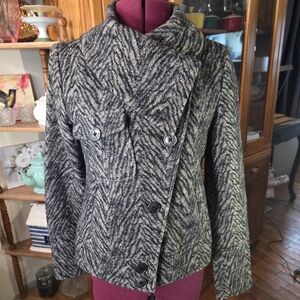 BKE Wool Blend Women's Black and Gray Pea Coat Size M. DDCP